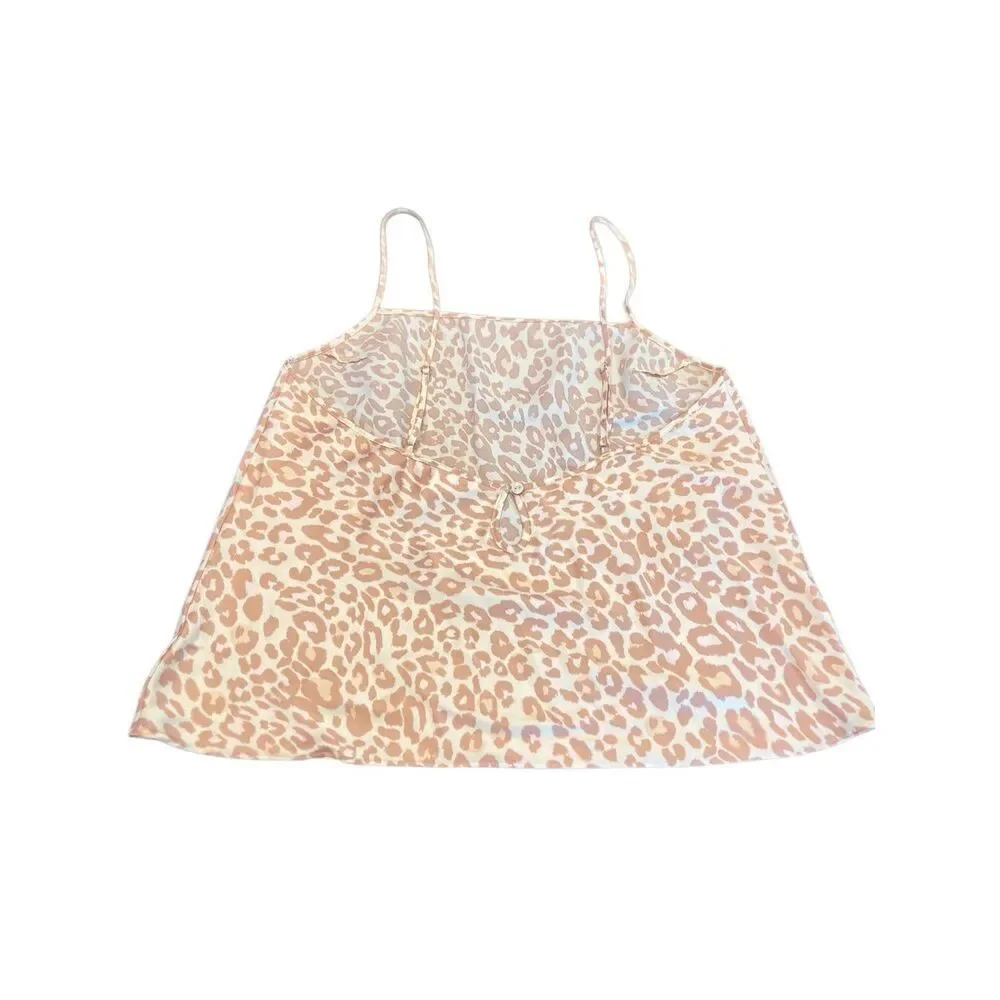 Victoria's Secret Women's Leopard Print Tank Pajama Set Cream Brown Size Large